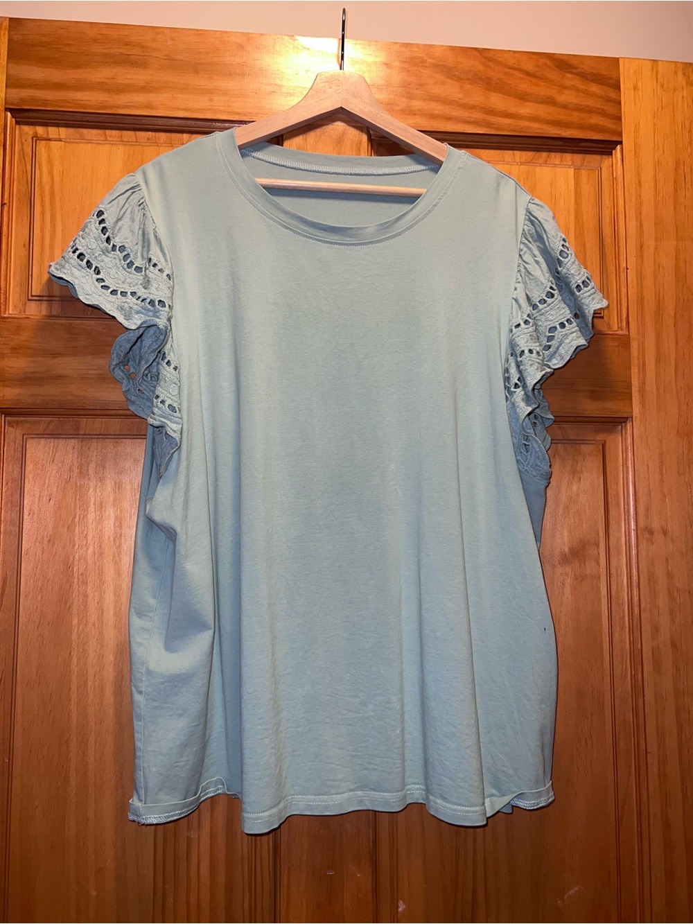 Women’s Light Blue Flutter Sleeve Tee